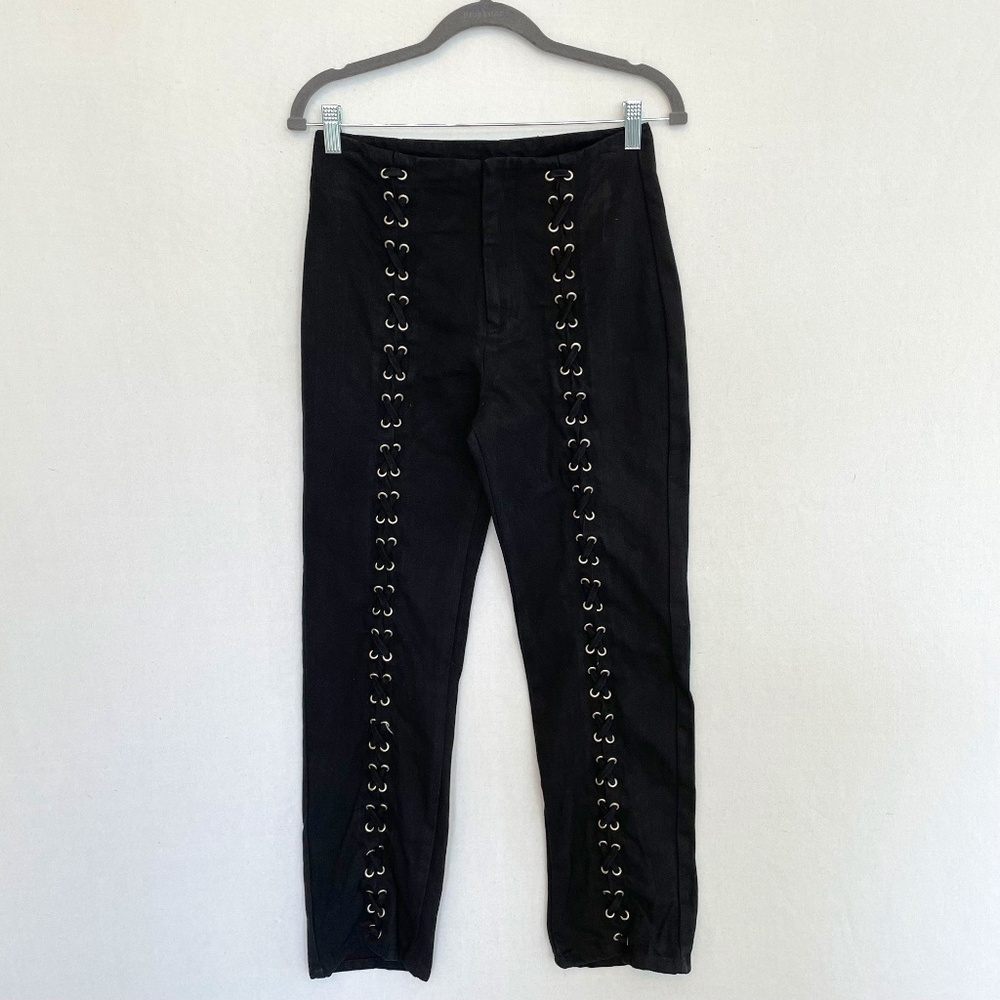EMORY PARK Women's Medium Lace Up Black Pants